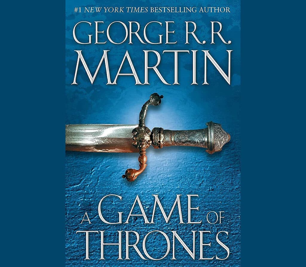 A Game of Thrones van George R.R. Martin boek cover zwaard blauw