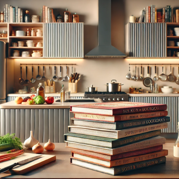 Beste moderne kookboeken lijst keuken ingrediënten stapel boeken